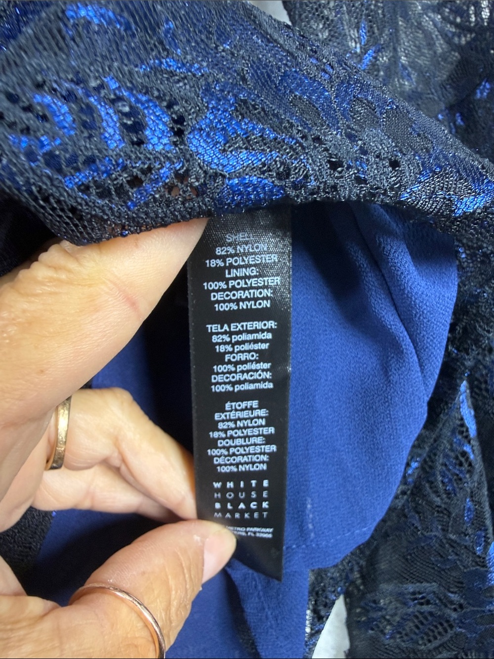 (J1)White House Black Market Off-the-Shoulder Lace and Blue Top 12P,Gothic Style - Picture 12 of 14